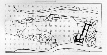 Figure 13. Commercial Establishments and Shop Areas in Ābādān (indicated by dark areas; Revue gé ographique de l’Est, 1964, p. 348)